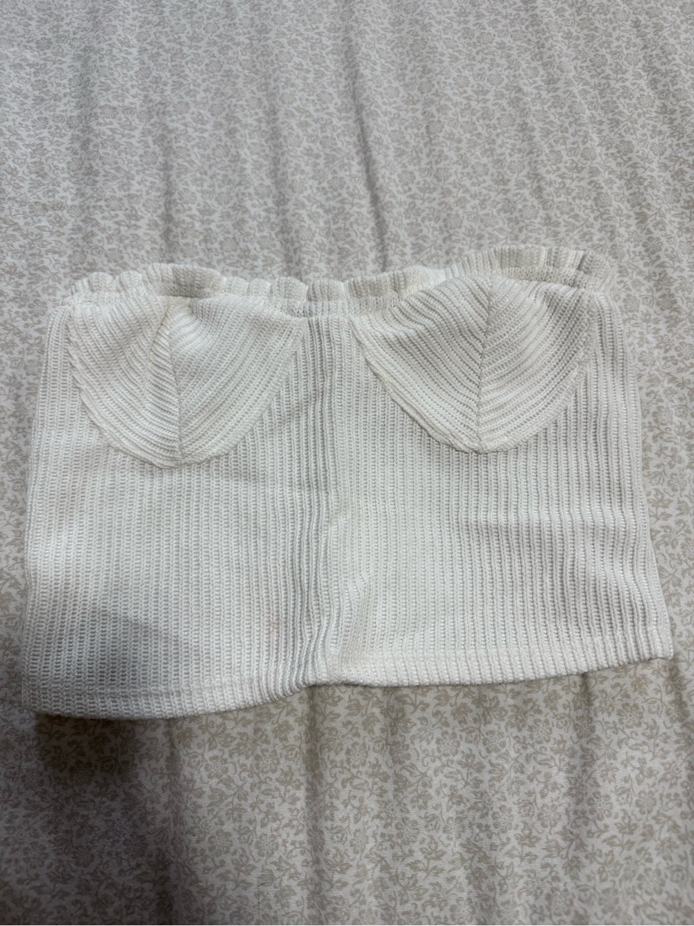 Women’s Cream Knit Strapless Crop Top